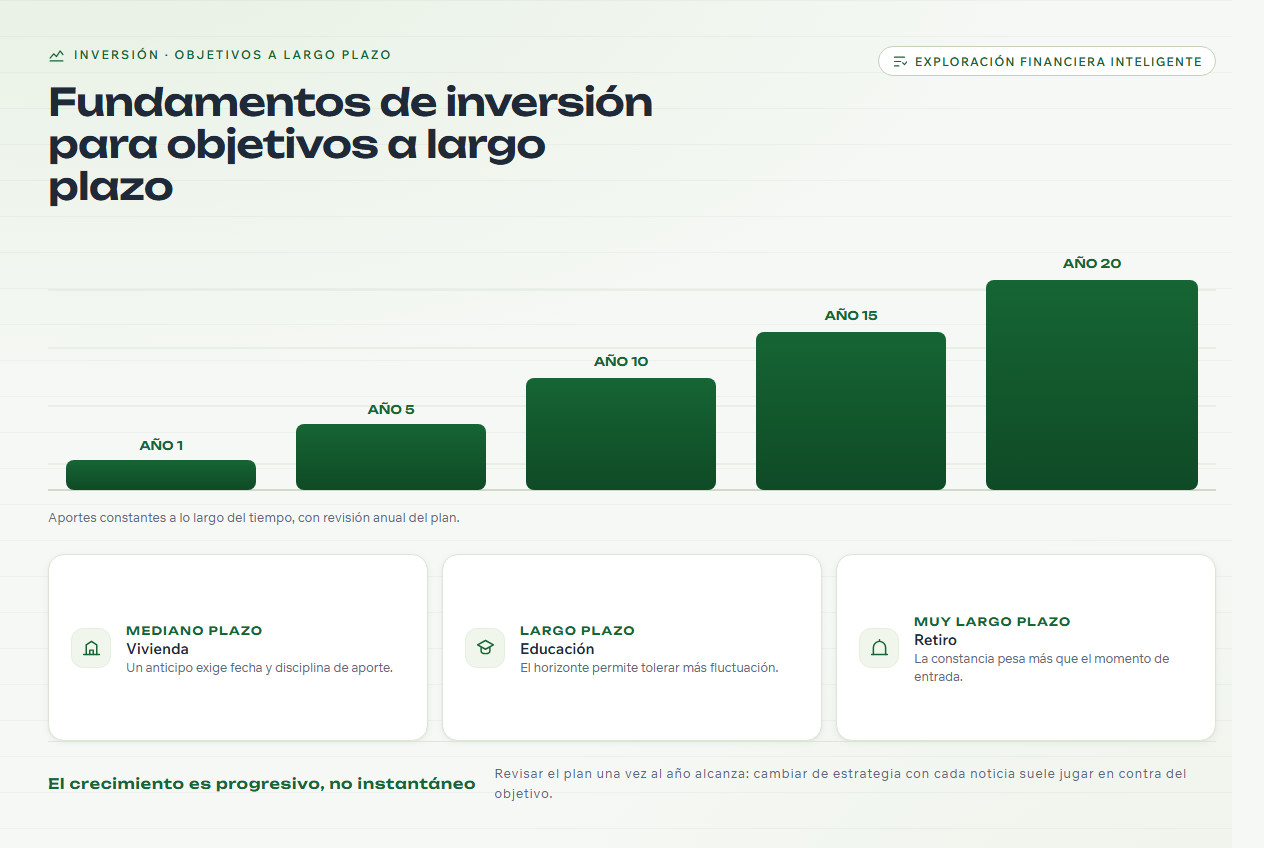 Gráfico de crecimiento por períodos con objetivos por plazo
